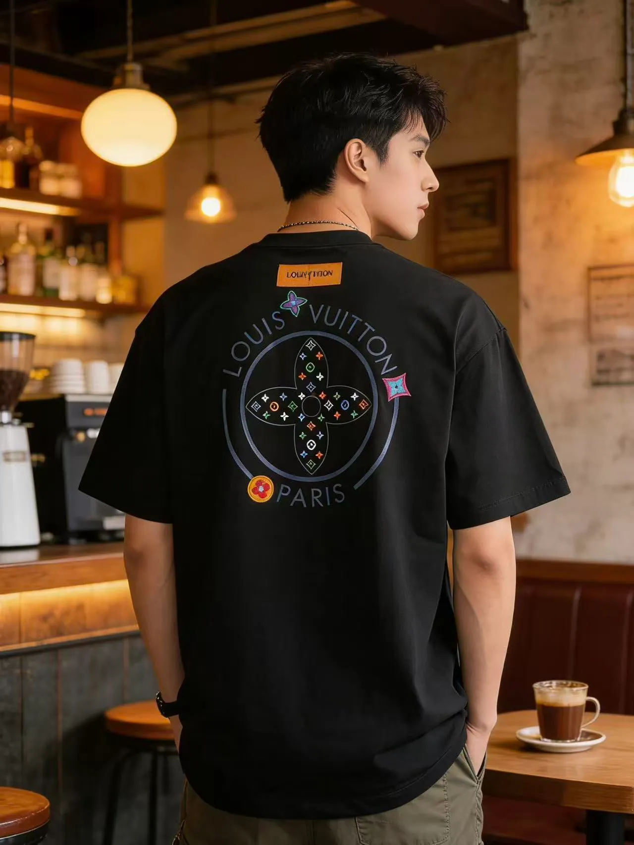 Louis Vuitton/Louis Vuitton colorful three-flower embroidered short sleeves